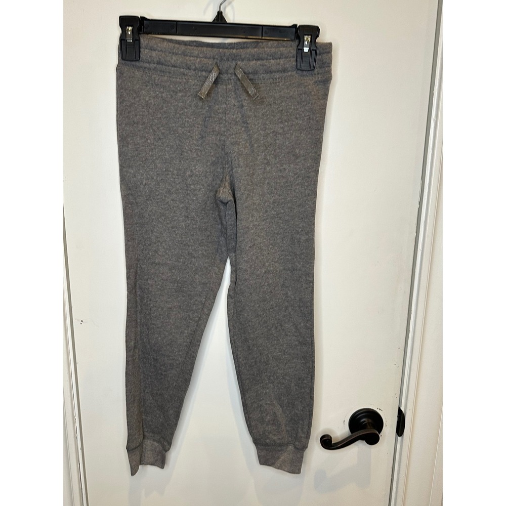 Athletic Works Girls Heather Gray Fleece Joggers Size M 7-8 Sparkle Drawstring